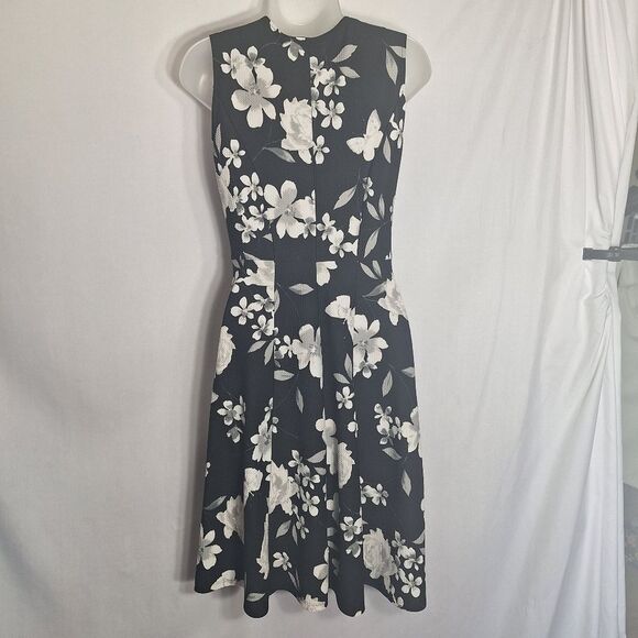 Elle Womens A Line Dress Sleeveless Floral Flowy Classic Romantic Officecore  XS - Picture 7 of 10
